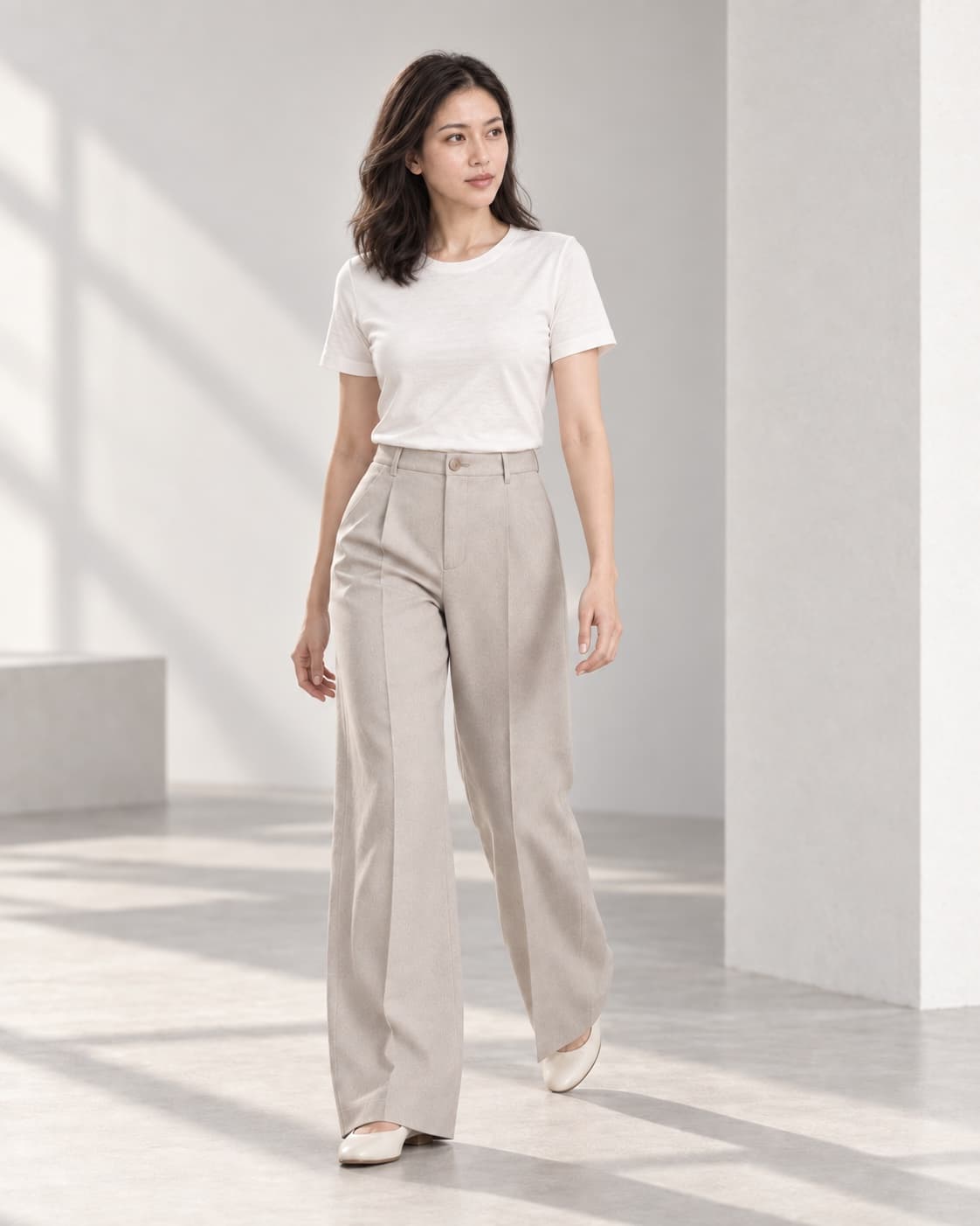 Concept Single-Pleat Wide Trouser màu Stone của MAY Atelier