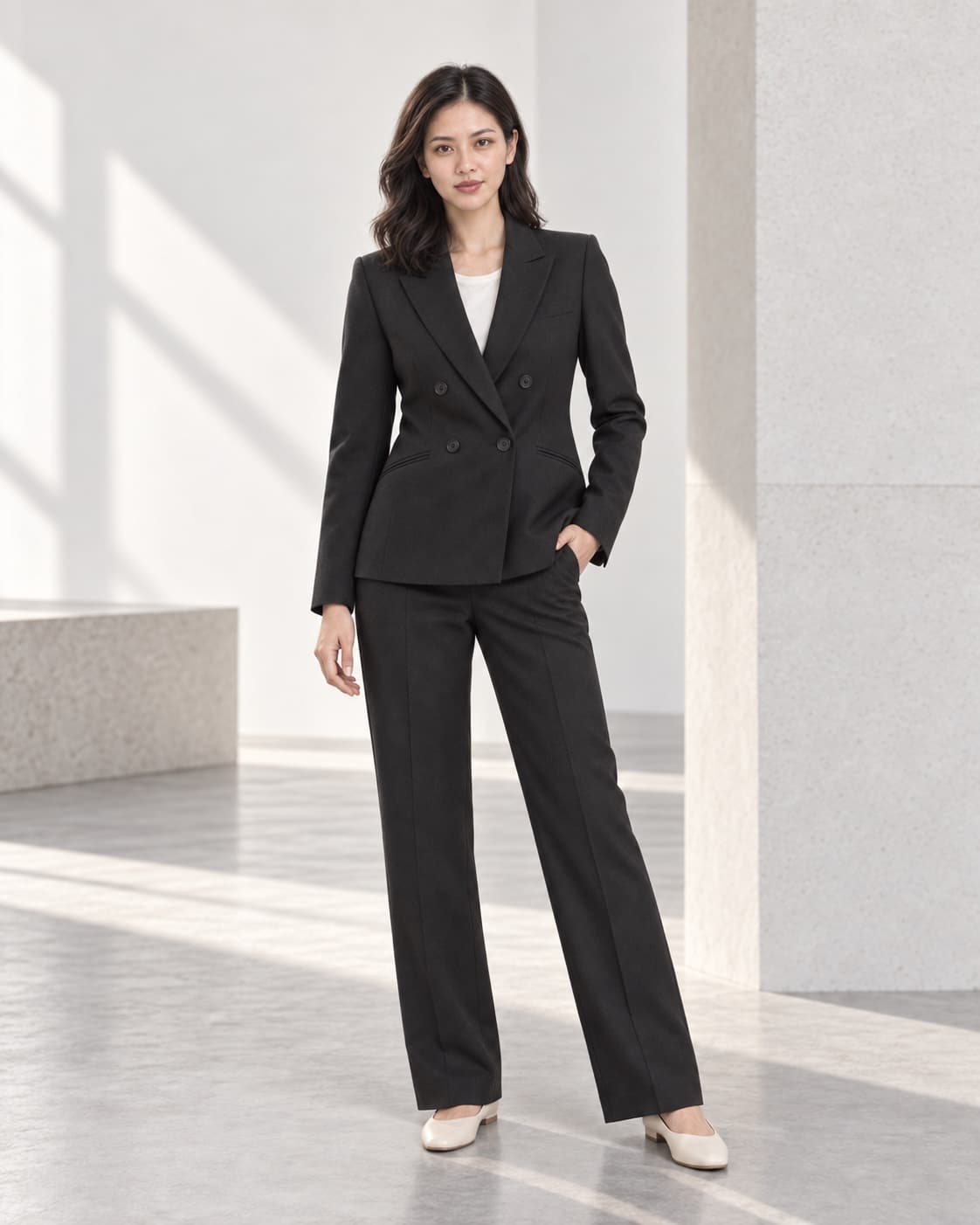 Người mẫu ảo An trong concept Ink Double Blazer màu MAY Ink